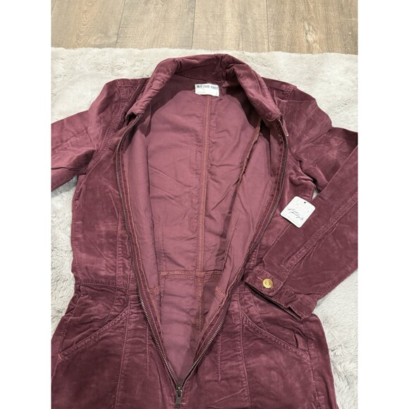 NWT $178 Free People Jayde Cord Flare Jumpsuit Wine L Cottagecore Western Retro - Picture 14 of 16